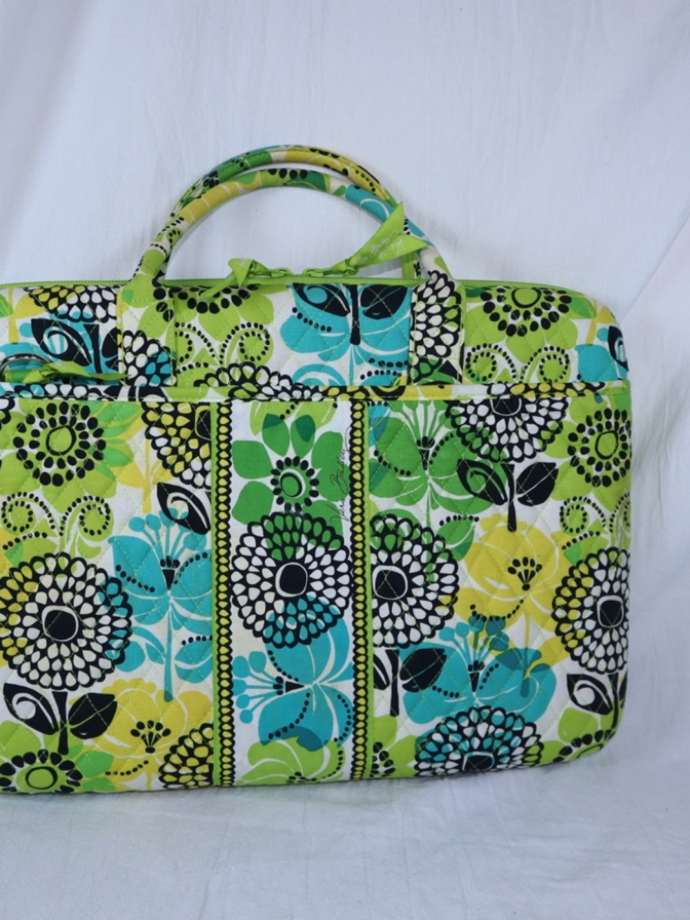 Retired Vera Bradley Limes Up Laptop Case with Carry Handles and Strap Padded